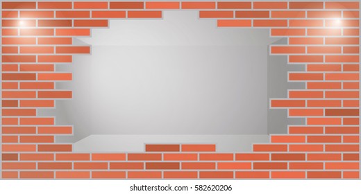 Illustration of the abstract broken brick wall. Hole