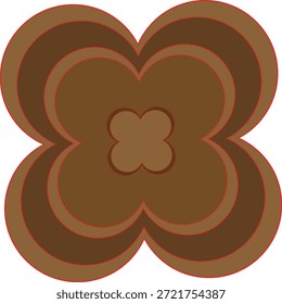 Ilustración de forma abstracta de trébol de cuatro hojas marrón con contorno en capas