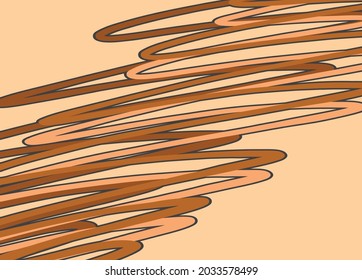 An illustration of abstract brown oil paint with waving line pattern