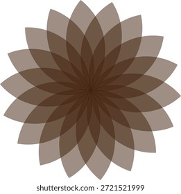 Ilustración de pétalos superpuestos marrones abstractos diseño geométrico de forma de flor