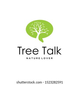 Illustration of abstract bubble talk signs with an tree or leaf sign in them logo design.