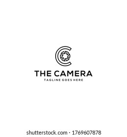 Illustration of abstract C sign with a photo camera lens inside
