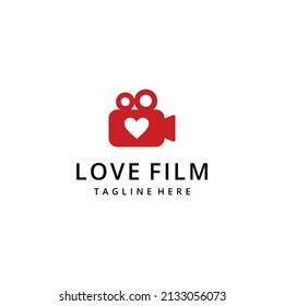 Illustration abstract camera video film with heart sign logo design