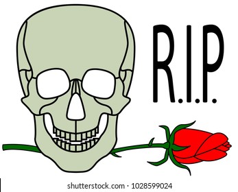 Illustration of the abstract cartoon skull and rose