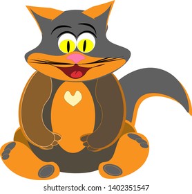 illustration of abstract cat red cartoon white background vector graphics