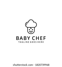 Ilustración abstracta de chef de sombrero restaurante con plantilla de diseño de logotipo de cara de bebé