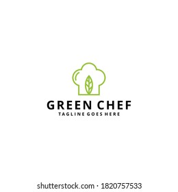Illustration abstract chef hat restaurant with leaf logo design template