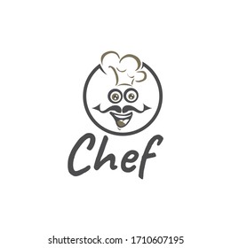 illustration of abstract chef on circle logo design vector modern cartoon style for restaurant / food and drink / card