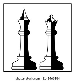 Illustration of the abstract chess king and queen