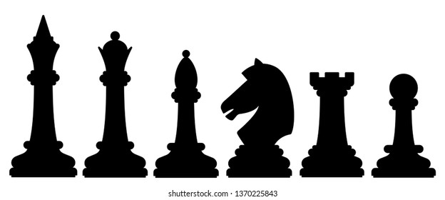 Illustration of the abstract chess silhouette pieces set