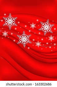 Illustration of abstract Christmas background in red colour with snowflakes. eps 10