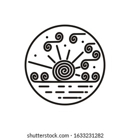 Illustration abstract circle sun line art mono line badge logo vector design