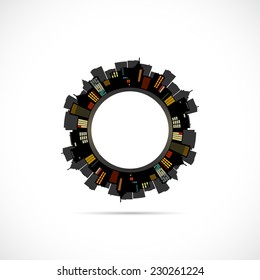 Illustration of an abstract city design isolated on a white background.