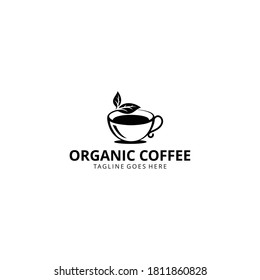 Illustration abstract Coffee cup with leaf logo design Vector sign illustration template