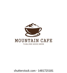 Illustration abstract coffee cup with a mountain sign logo design.