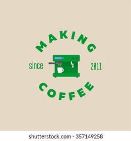 Illustration of an abstract coffee machine with typographical elements