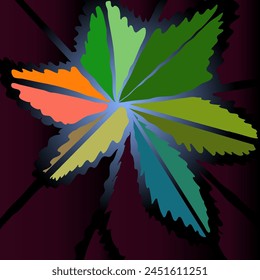 Illustration abstract colored background with a pointed star or leaf in the center. Vector calm beautiful background that does not strain the eyes. An object looks like a flower or a leaf, or maybe a