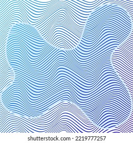 ILLUSTRATION ABSTRACT COLORFUL BLUE GRADIENT WAVY LINE PATTERN BACKGROUND. COVER DESIGN 