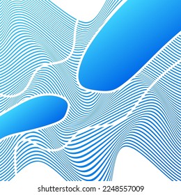 ILLUSTRATION ABSTRACT COLORFUL BLUE GRADIENT WAVY LINE PATTERN BACKGROUND. COVER DESIGN 