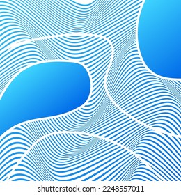 ILLUSTRATION ABSTRACT COLORFUL BLUE GRADIENT WAVY LINE PATTERN BACKGROUND. COVER DESIGN 