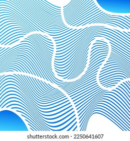 ILLUSTRATION ABSTRACT COLORFUL BLUE GRADIENT WAVY LINE PATTERN BACKGROUND. COVER DESIGN 