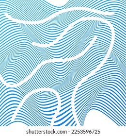 ILLUSTRATION ABSTRACT COLORFUL BLUE GRADIENT WAVY LINE PATTERN BACKGROUND. COVER DESIGN 