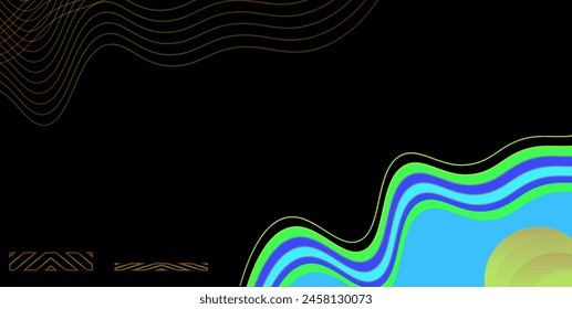 ILLUSTRATION ABSTRACT COLORFUL BLUE GRADIENT WAVY LINES PATTERN BACKGROUND. COVER DESIGN