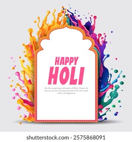 illustration of abstract colorful fluid splashes of liquid color for festival of colors Happy Holi background of India celebration greetings