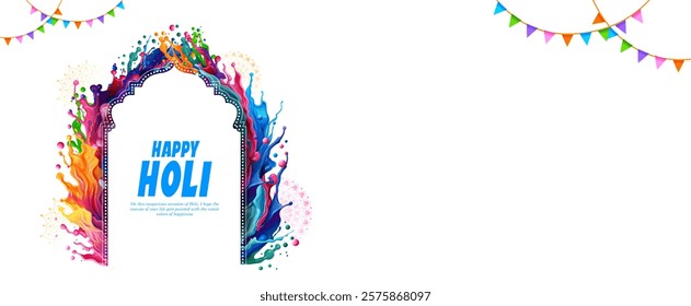 illustration of abstract colorful fluid splashes of liquid color for festival of colors Happy Holi background of India celebration greetings