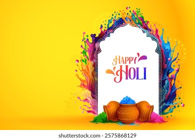 illustration of abstract colorful fluid splashes of liquid color for festival of colors Happy Holi background of India celebration greetings