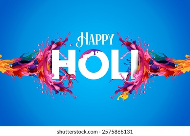 illustration of abstract colorful fluid splashes of liquid color for festival of colors Happy Holi background of India celebration greetings