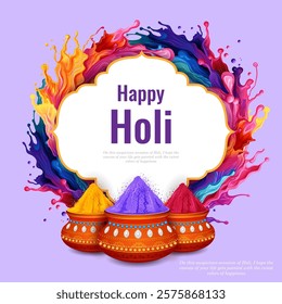 illustration of abstract colorful fluid splashes of liquid color for festival of colors Happy Holi background of India celebration greetings