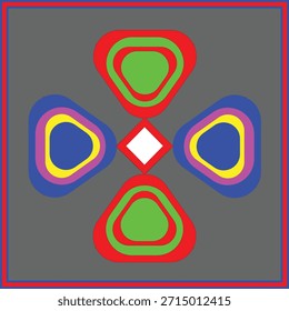 Illustration of abstract colorful geometric pattern design with four symmetrical shapes