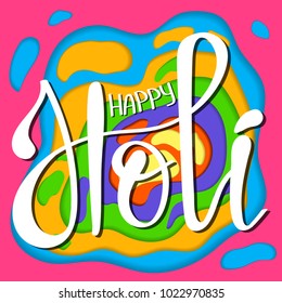 illustration of abstract colorful Happy Holi lettering background