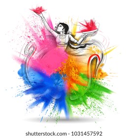 illustration of abstract colorful Happy Holi background for color festival of India celebration greetings