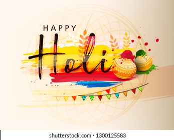 Illustration of abstract colorful Happy Holi background - Vector, Indian hindu festival of colors with creative frames and text of holi.