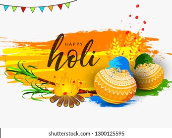 Illustration of abstract colorful Happy Holi background - Vector, Indian hindu festival of colors with creative frames and text of holi.