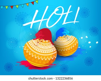 Illustration of abstract colorful Happy Holi background - Vector, Indian hindu festival of colors with creative frames and text of holi.