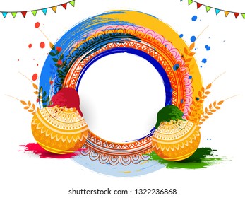 Illustration of abstract colorful Happy Holi background - Vector, Indian hindu festival of colors with creative frames and text of holi.