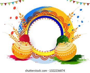 Illustration of abstract colorful Happy Holi background - Vector, Indian hindu festival of colors with creative frames and text of holi.