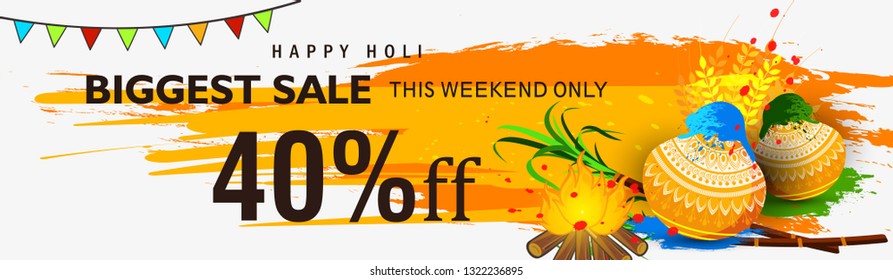 Illustration of abstract colorful Happy Holi background - Vector, Indian hindu festival of colors with creative frames and text of holi.