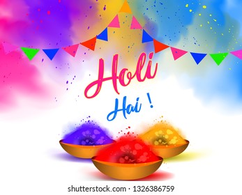 illustration of abstract colorful Happy Holi background - Vector