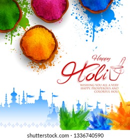 illustration of abstract colorful Happy Holi background for color festival of India celebration greetings