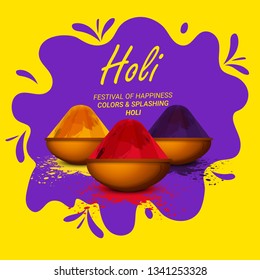 illustration of abstract colorful Happy Holi background for color festival of India celebration greetings - Vector