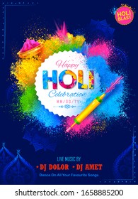 Illustration abstrakter bunter Happy Holi Hintergrund-Kartendesign für Farbfestival von Indien Feierlichkeiten Grüße