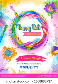 illustration of abstract colorful Happy Holi background card design for color festival of India celebration greetings