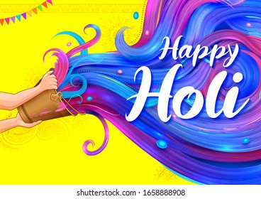 illustration of abstract colorful Happy Holi background card design for color festival of India celebration greetings