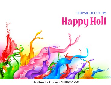 illustration of abstract colorful Happy Holi background card design for color festival of India celebration greetings