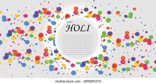 Illustration of abstract colorful Happy Holi background with text.