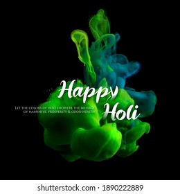 illustration of abstract colorful Happy Holi background card design of colorful ink cloud in water for color festival of India celebration greetings